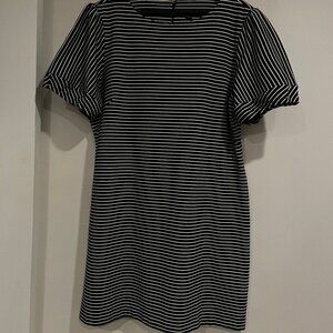 Ann Taylor Black and White Striped knit dress
